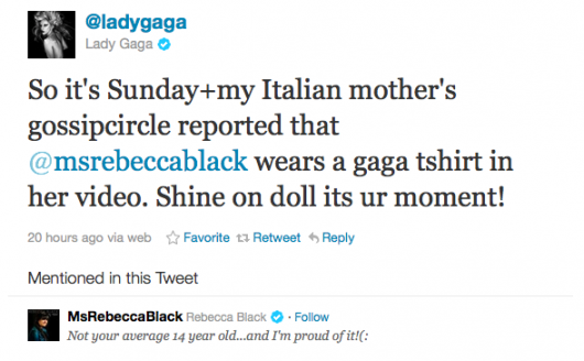 Gaga tweet to RB