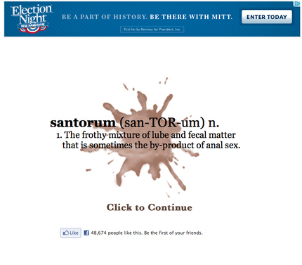 Romney Ad on Santorum Site