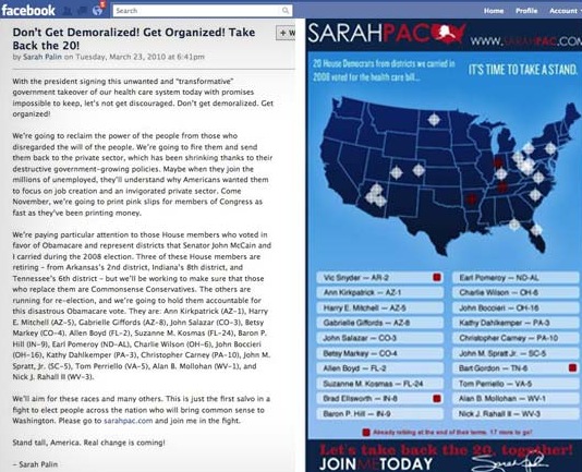Sarah Palin "Crosshairs" Map: