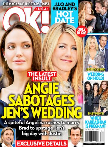  sabotage Jen's nonexistent wedding to non fiance Justin Theroux