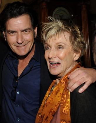 Charlie Sheen and Cloris Leachman