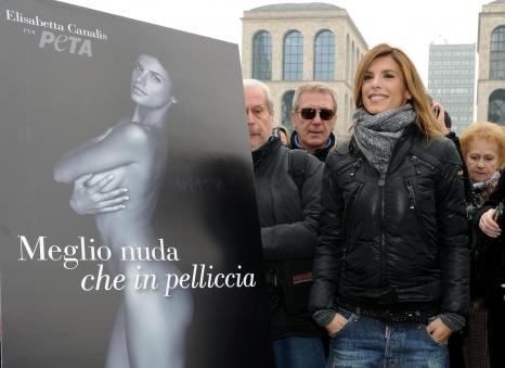  Elisabetta Canalis unveiled her nude PETA ad in Milano yesterday