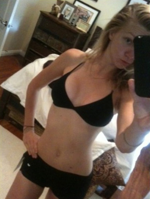 Heather Morris in a bikini Or a black bra Hard to tell for sure since we 