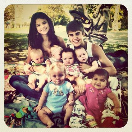 Justin and Selena Family Portrait Beneath the photo Bieber included the 