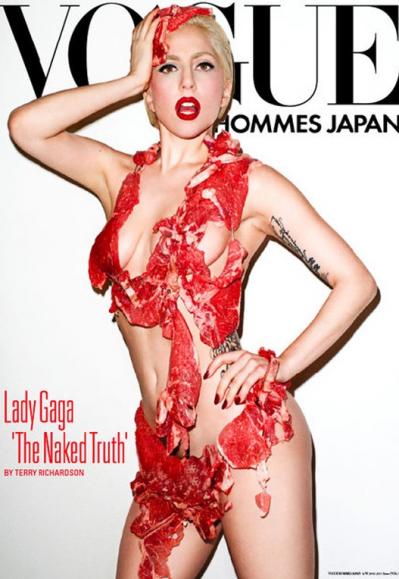 Lady Gaga Meat Bikini. Do you find this pose shocking, sexy or appetizing 