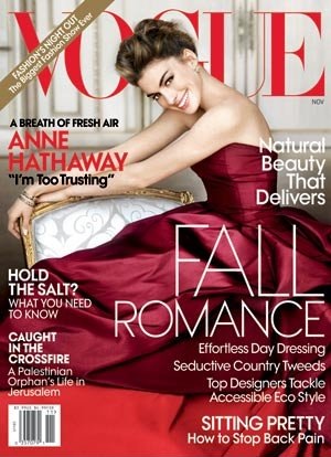 Anne Hathaway looks gorgeous on the cover of Vogue.