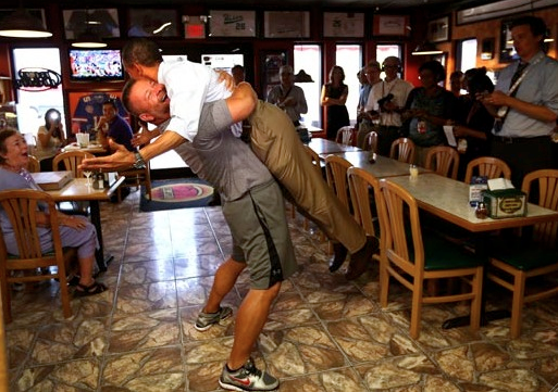 Pizza Man Bear Hugs Obama