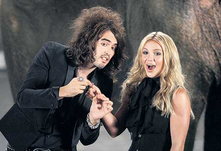  together by celebrity news photographers. Russell Brand, Britney Spears