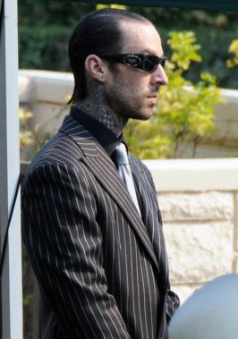 Travis Barker at DJ AM Funeral