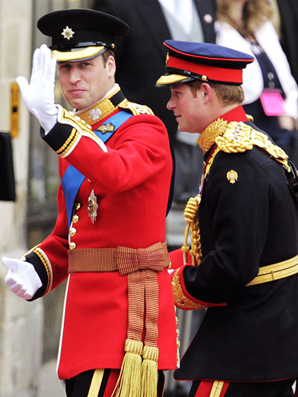 Two Princes William and Harry arrive for the April 29 Royal Wedding