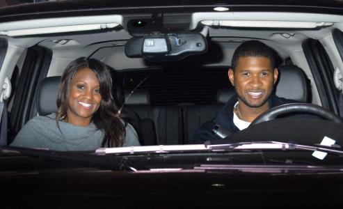 Usher and Tameka Foster in a Car