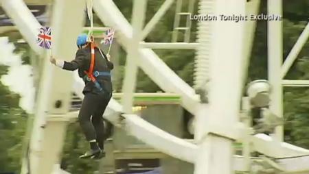 Boris Johnson, London Mayor, Stuck on Zipline