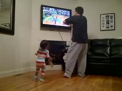 Celtics Fan, Little Kid Swear at TV