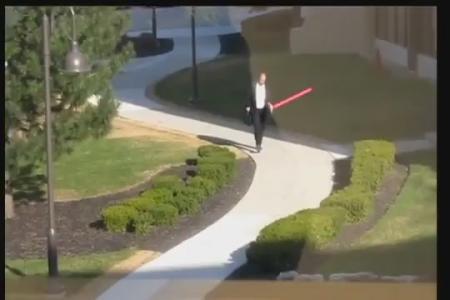 Man Fights Goose With Lightsaber