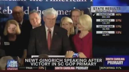 Newt South Carolina Victory Speech Clip